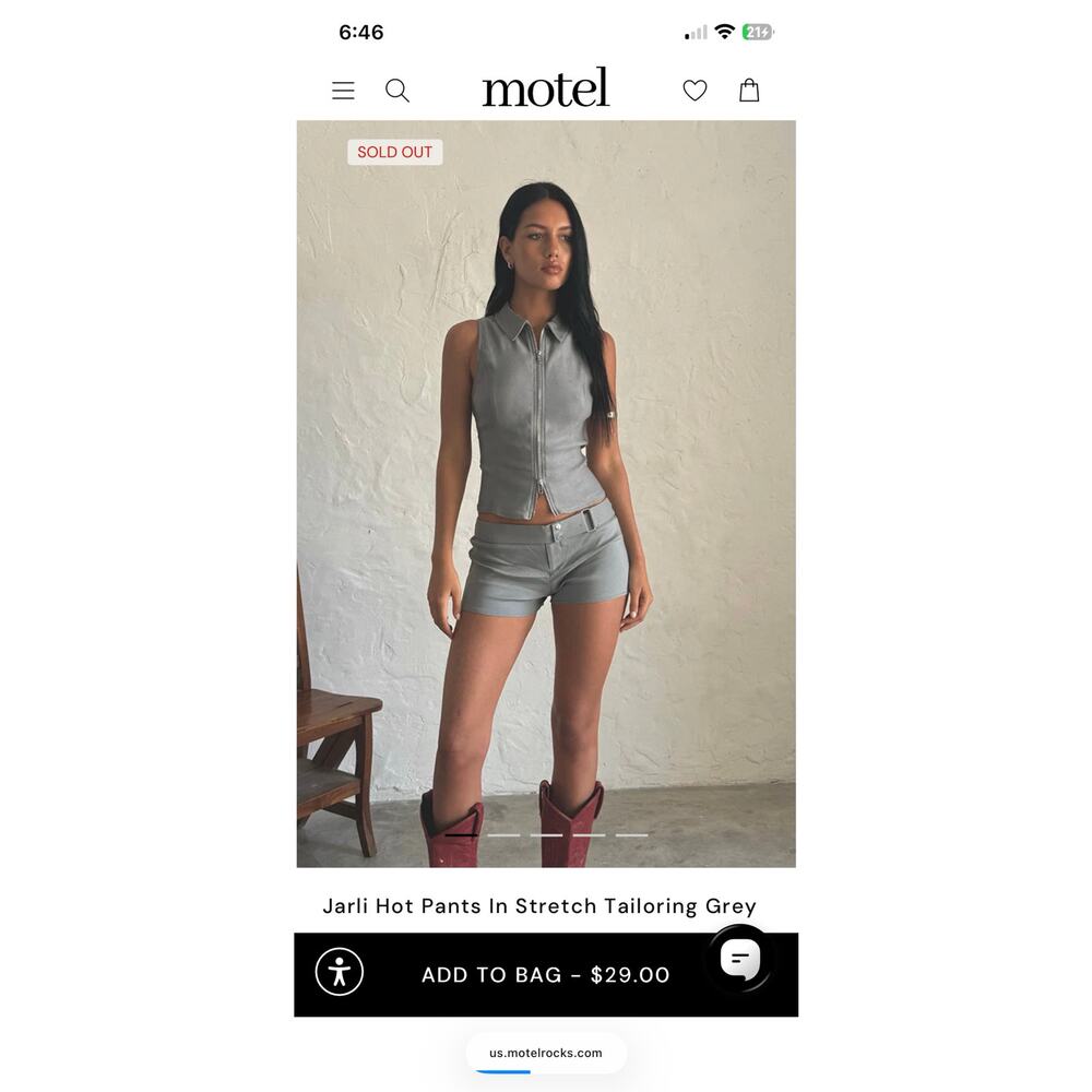 Motel Rocks Jarli Hot Pants XXS | Y2K new w tags Micro Shorts | NWT gray - Picture 5 of 13